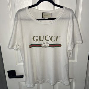 Oversize Washed T-shirt with Gucci Logo